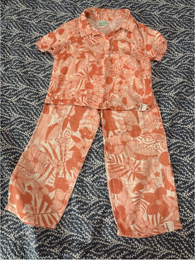 Disney Moana2 Girls 2 Piece 100% Cotton Summer Outfit Top Sz8 Bottom Sz 4/5